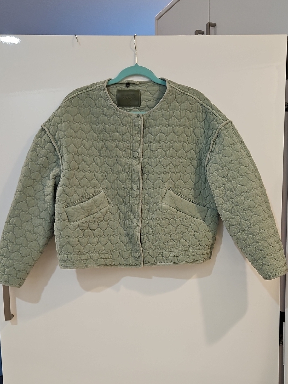 Blank NYC Quilted Sage Green Cropped  Jacket